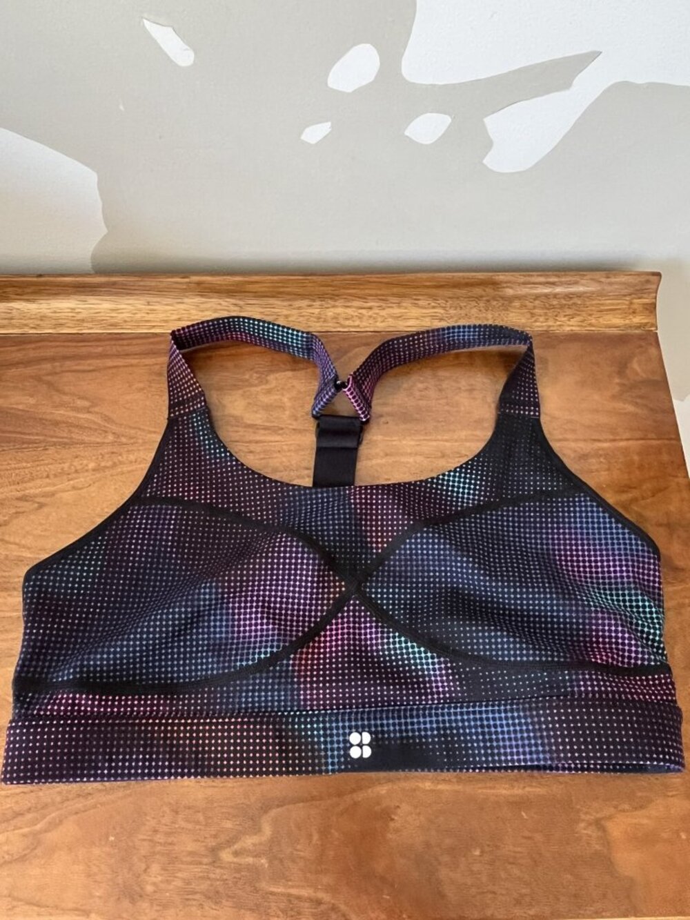 Sweaty Betty Power Sports Bra Black Gradient Dot Sz XL Medium Support Racerback